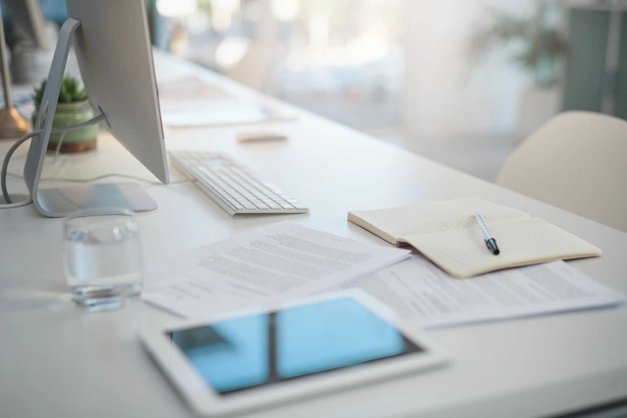 Grant application paperwork on a desk